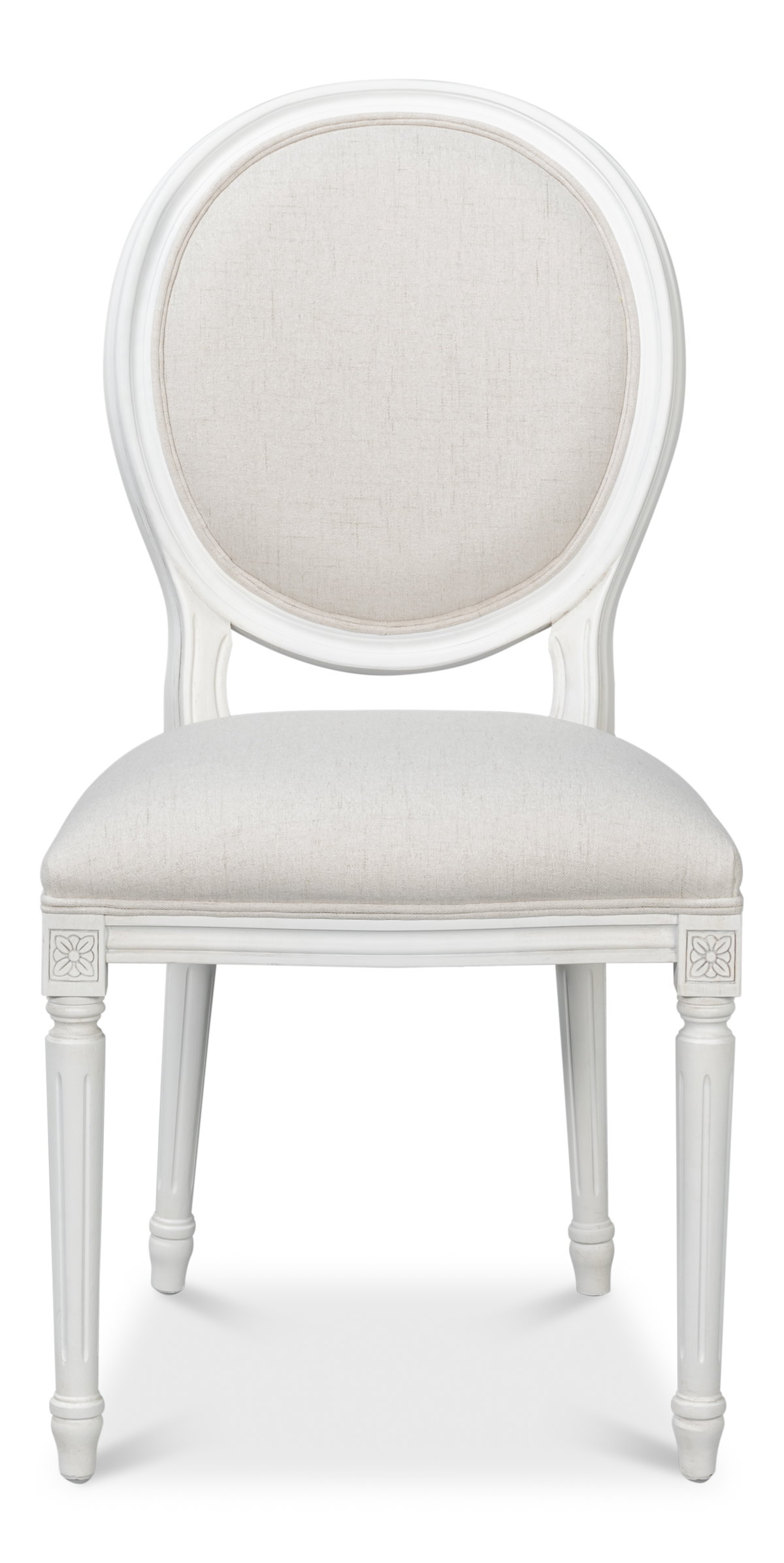 Hugo Oval Side Chair  Cortina White, by Sarreid, 1'11" length x 1" width x 3'2" height View 2