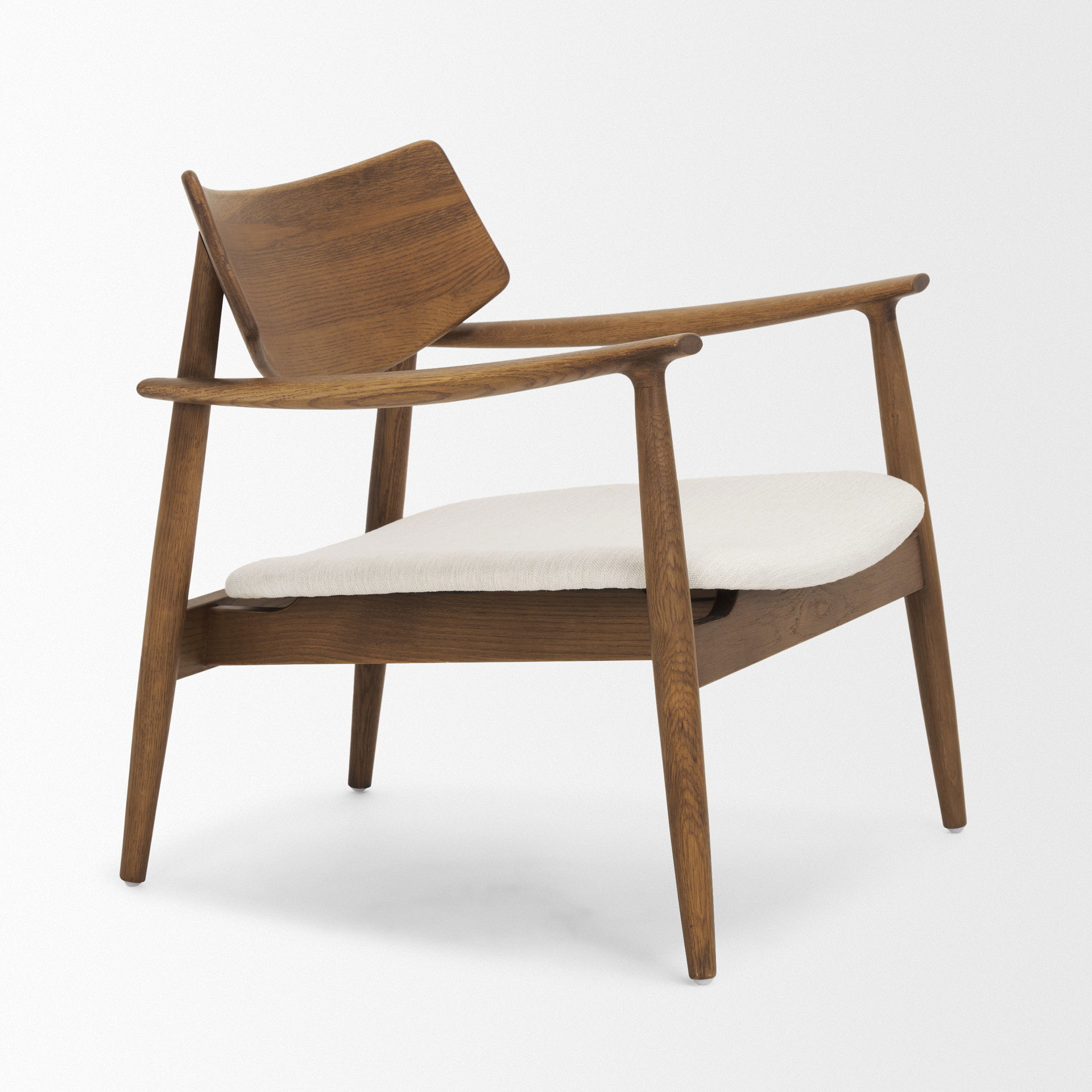 Haggen Medium Brown Oak Wood with Cream Fabric Accent Chair, by Mercana, 27.56" length x 26.77" width x 28.35" height View 8