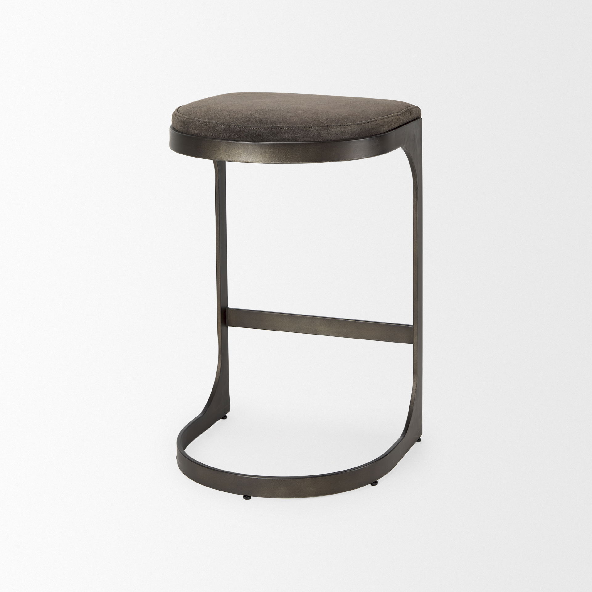 Tyson 17L x 18W x 28H Brown/Gray Suede with Metal Frame Counter Stool large image 