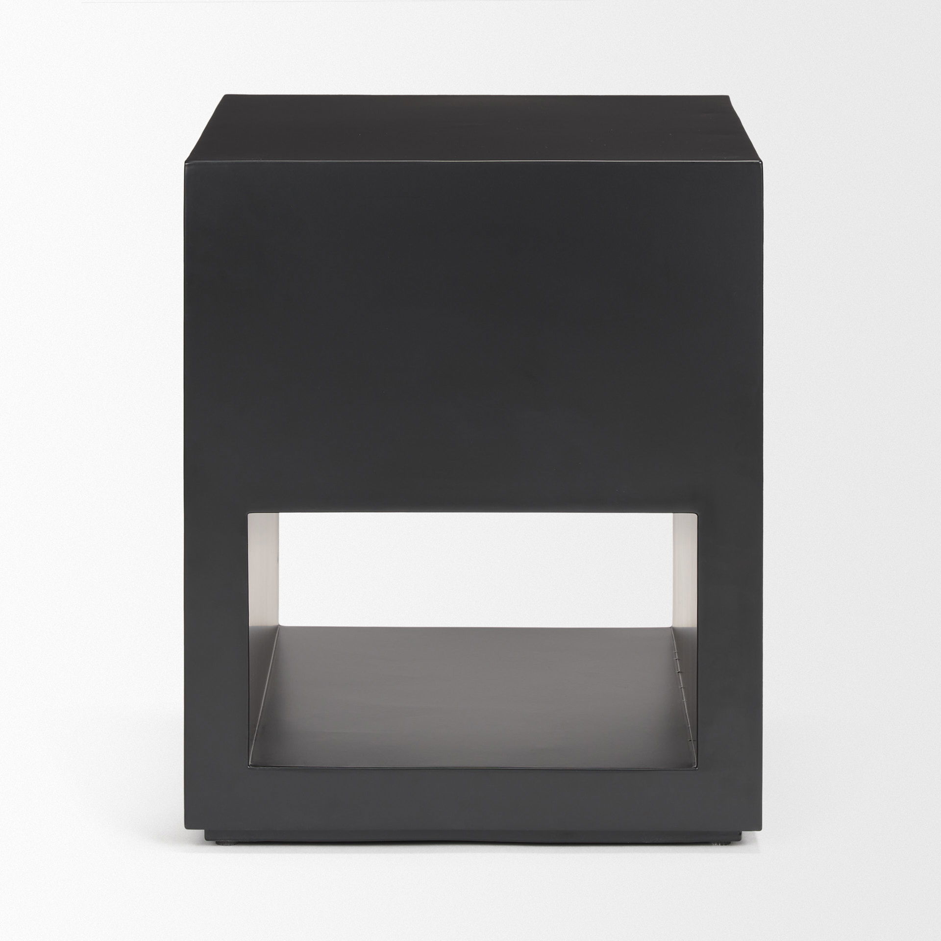 Vondra Matte Black Metal with Open Shelves Side table, Side & End Table by Mercana, 18" length x 18" width x 21.75" height View 5