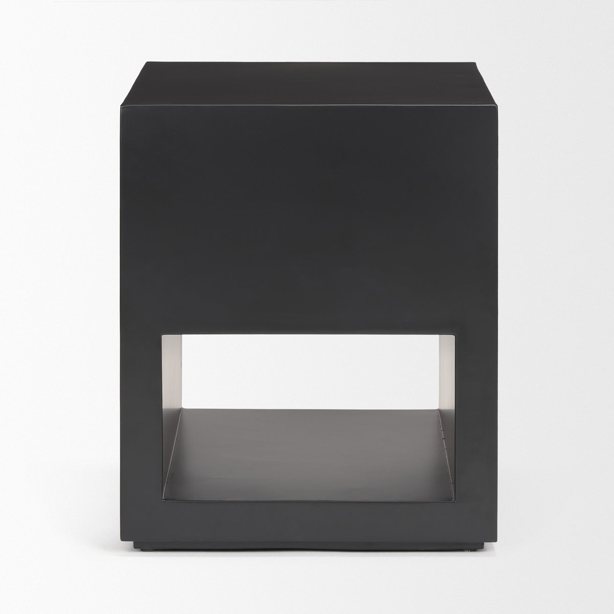 Vondra Matte Black Metal with Open Shelves Side table, Side & End Table by Mercana, 18" length x 18" width x 21.75" height View 5