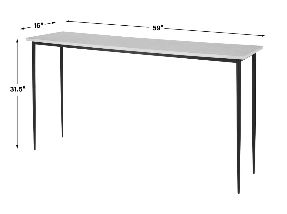 Nightfall White Marble Console Table, by Uttermost, 59" width x 31.5" height x 16" depth View 3
