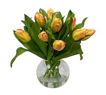 Online Designer Dining Room Faux Yellow & Orange Tulip Composed Arrangement, 14''