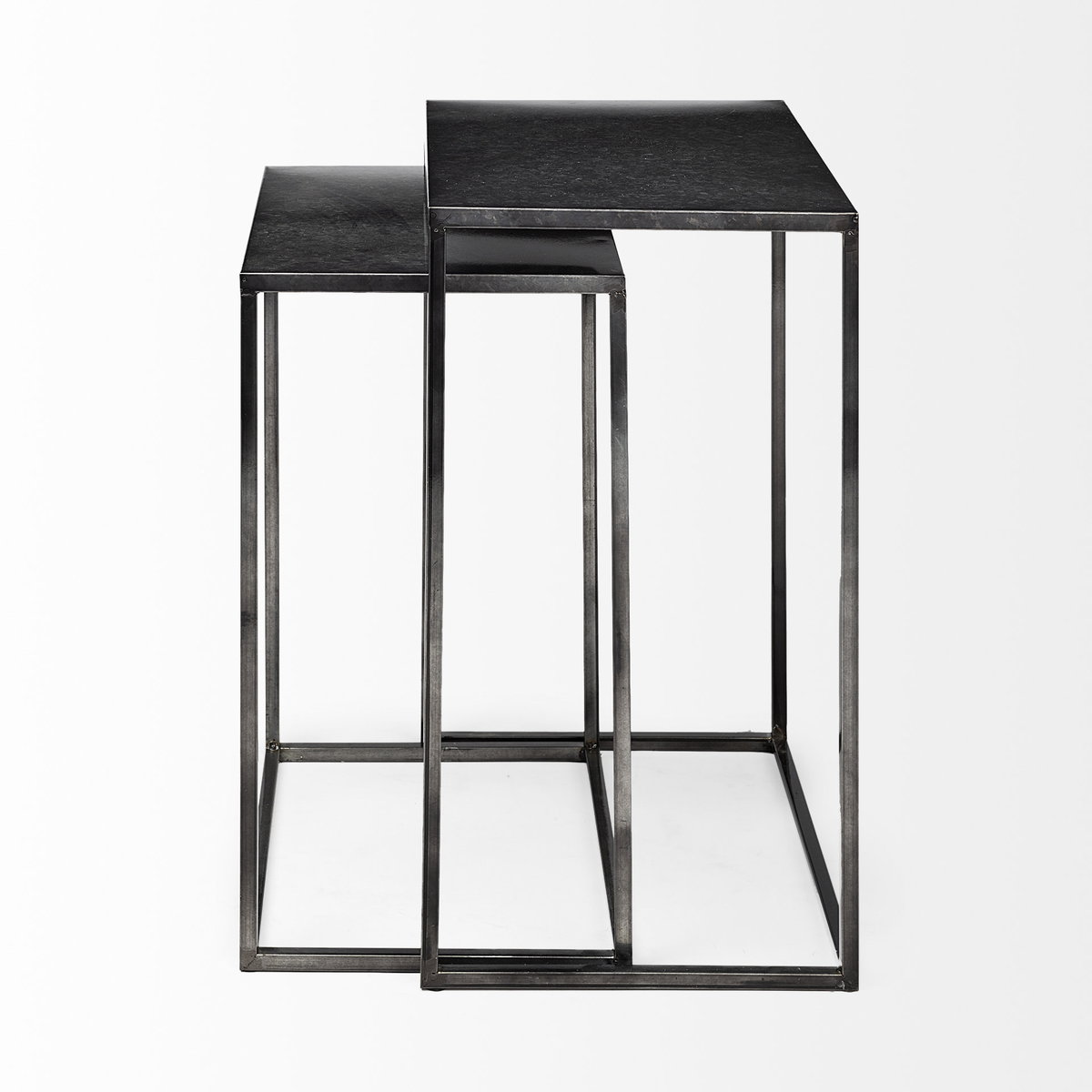Kasey (Set of 2)  Galvanized Metal Nesting Accent Tables, Side & End Table by Mercana, 17.72" length x 12.6" width x 24.41" height View 6