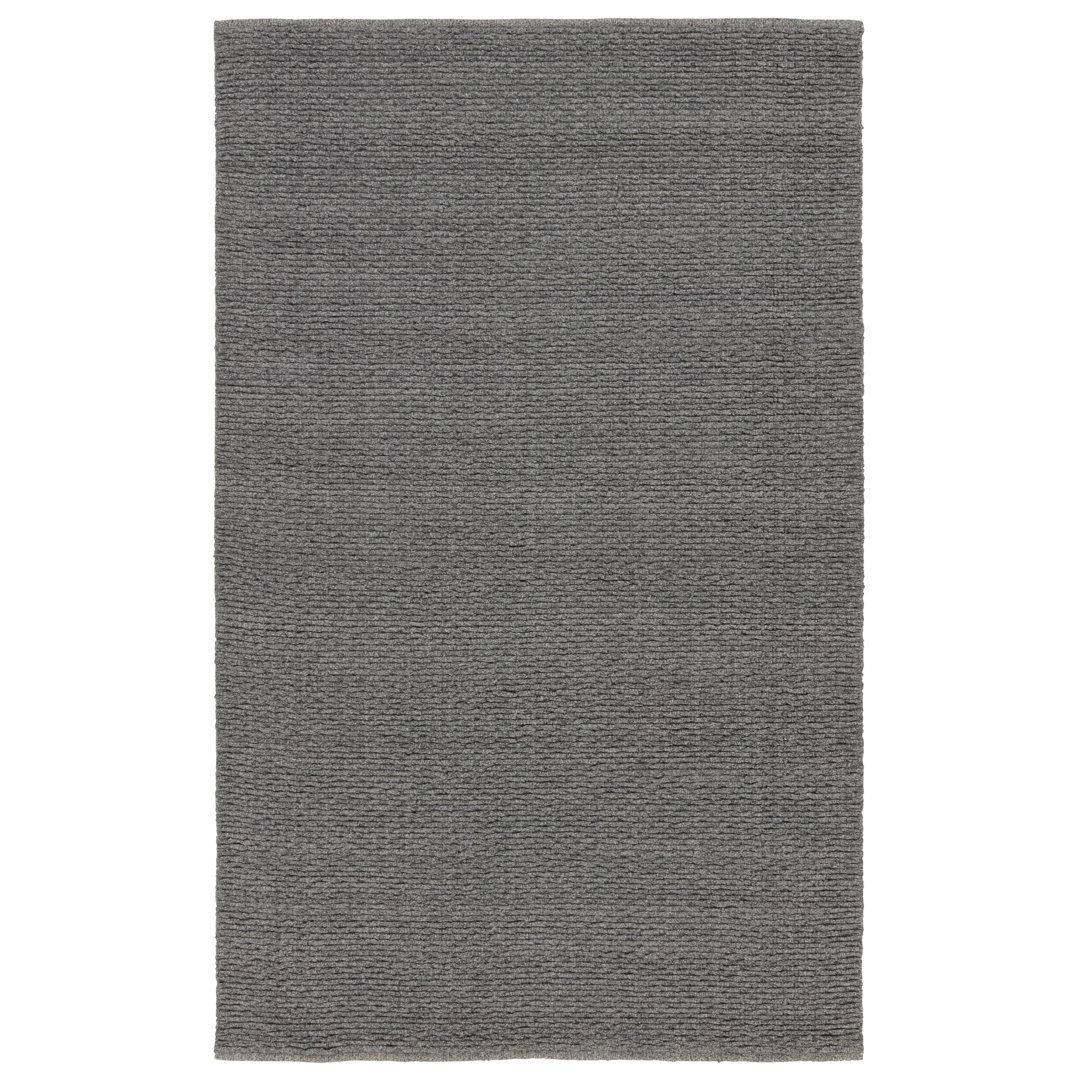 Rectangle Easton Solid Color Hand Loomed Wool Area Rug in Gray large image 