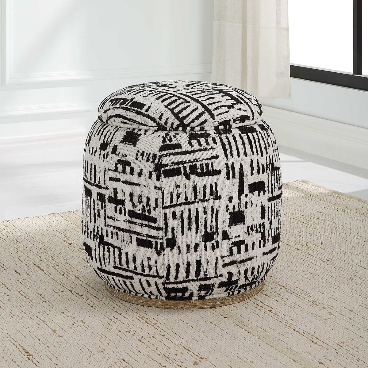 Dialogue Poof Ottoman, by Uttermost, 18" width x 18" height x 18" depth View 4