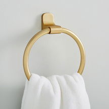 Online Designer Bathroom Mid-Century Contour Bathroom Hardware, Antique Brass, Towel Ring