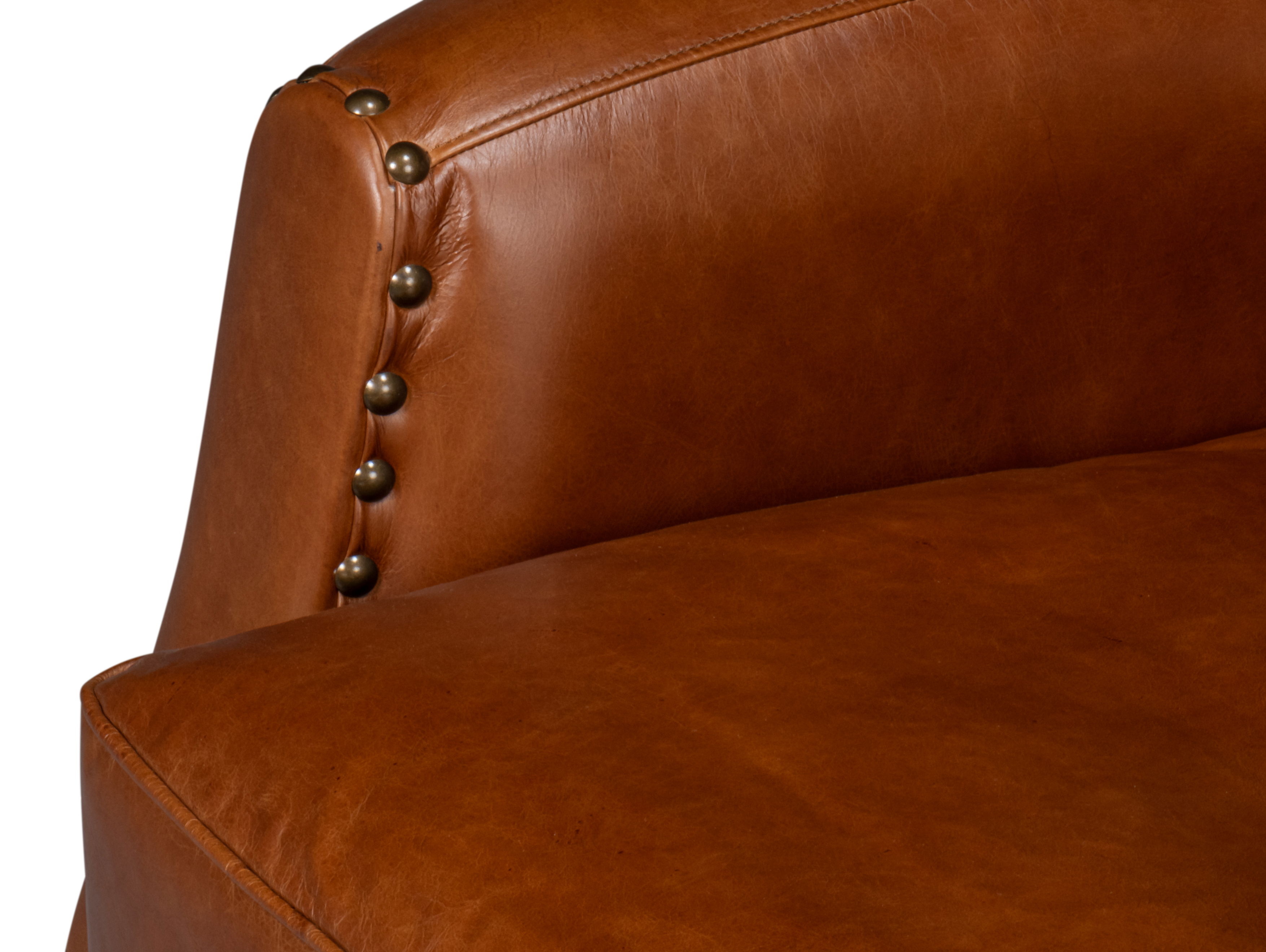 Taft Leather Swivel Chair, Havana Brown, Seating by Sarreid, 32" length x 30" width x 33" height View 5