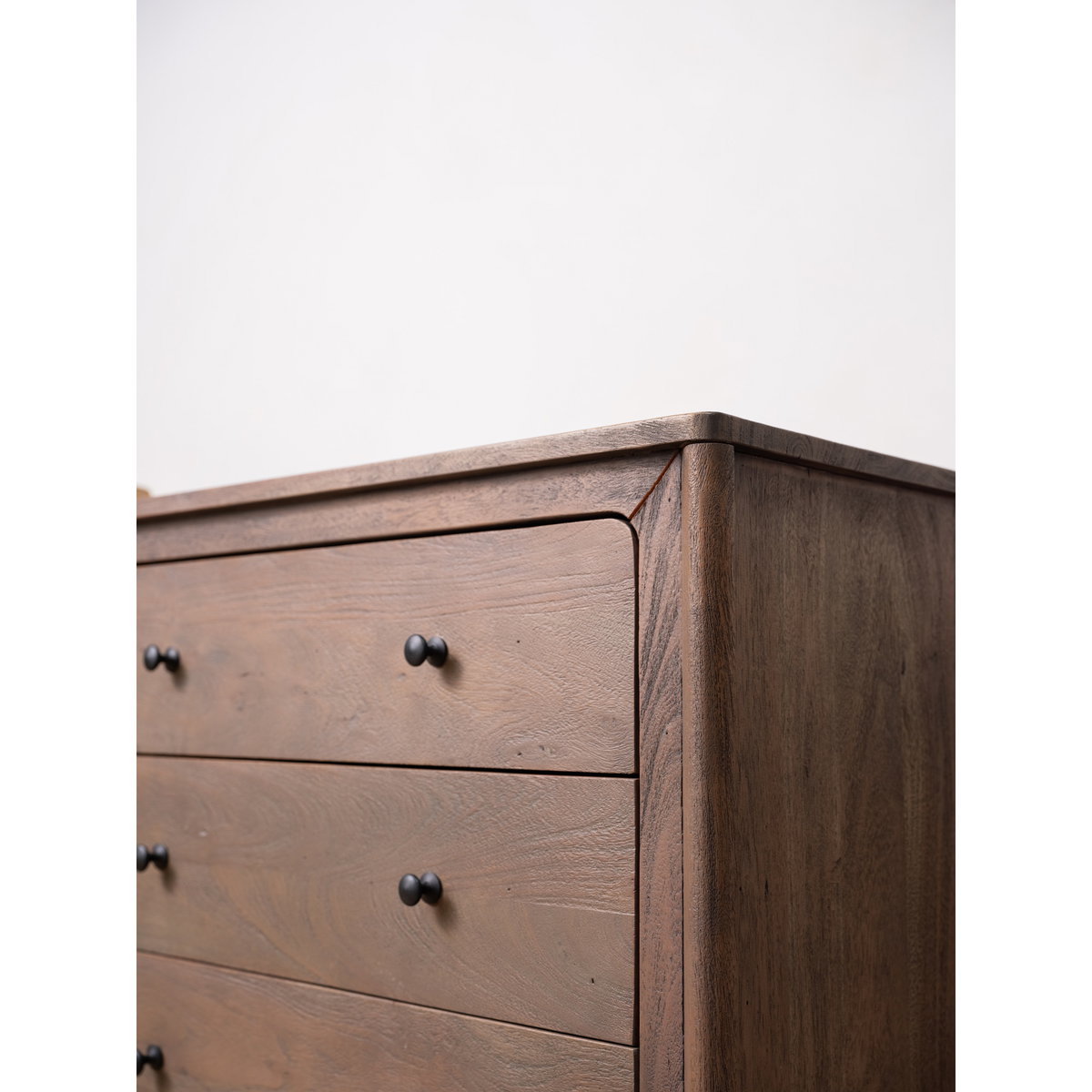 Mabel 6 Drawer Dresser Dark Brown, by Moe's Home, 64.3" width x 30.75" height x 20.2" depth View 12