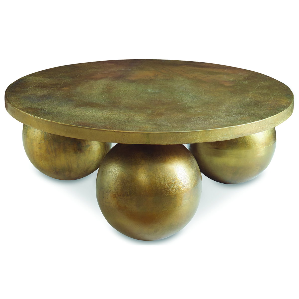 Triplet Antique Brass Coffee Table, by Uttermost, 38" width x 15" height x 38" depth View 1