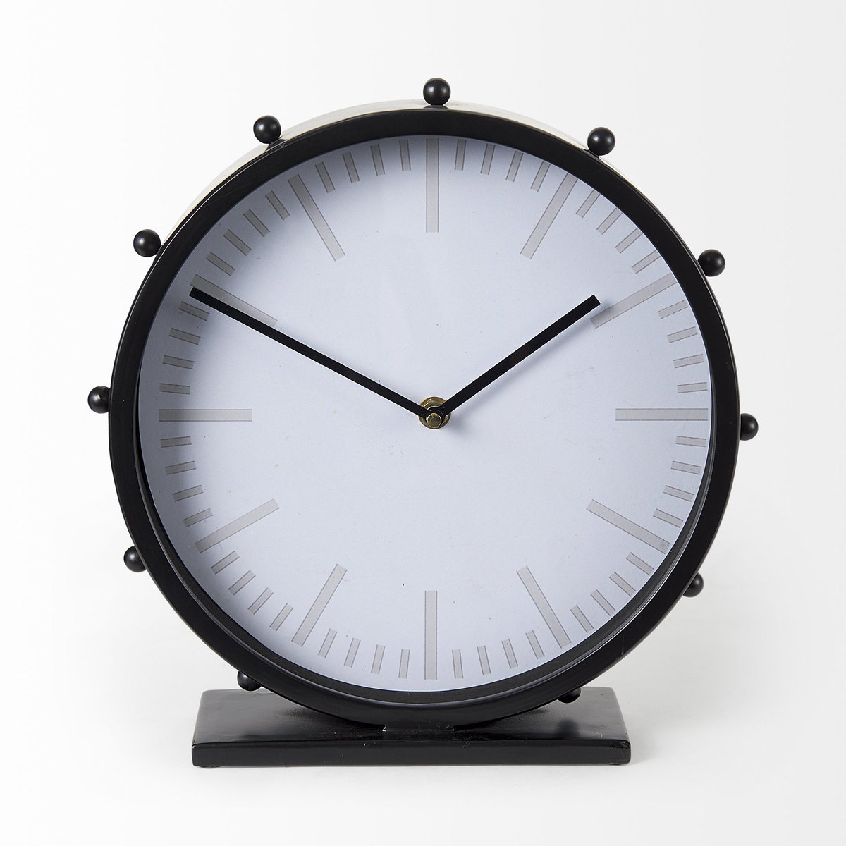 Marian  Black Studded Round Table Clock, by Mercana, 11.02" length x 3.15" width x 11.02" height View 6