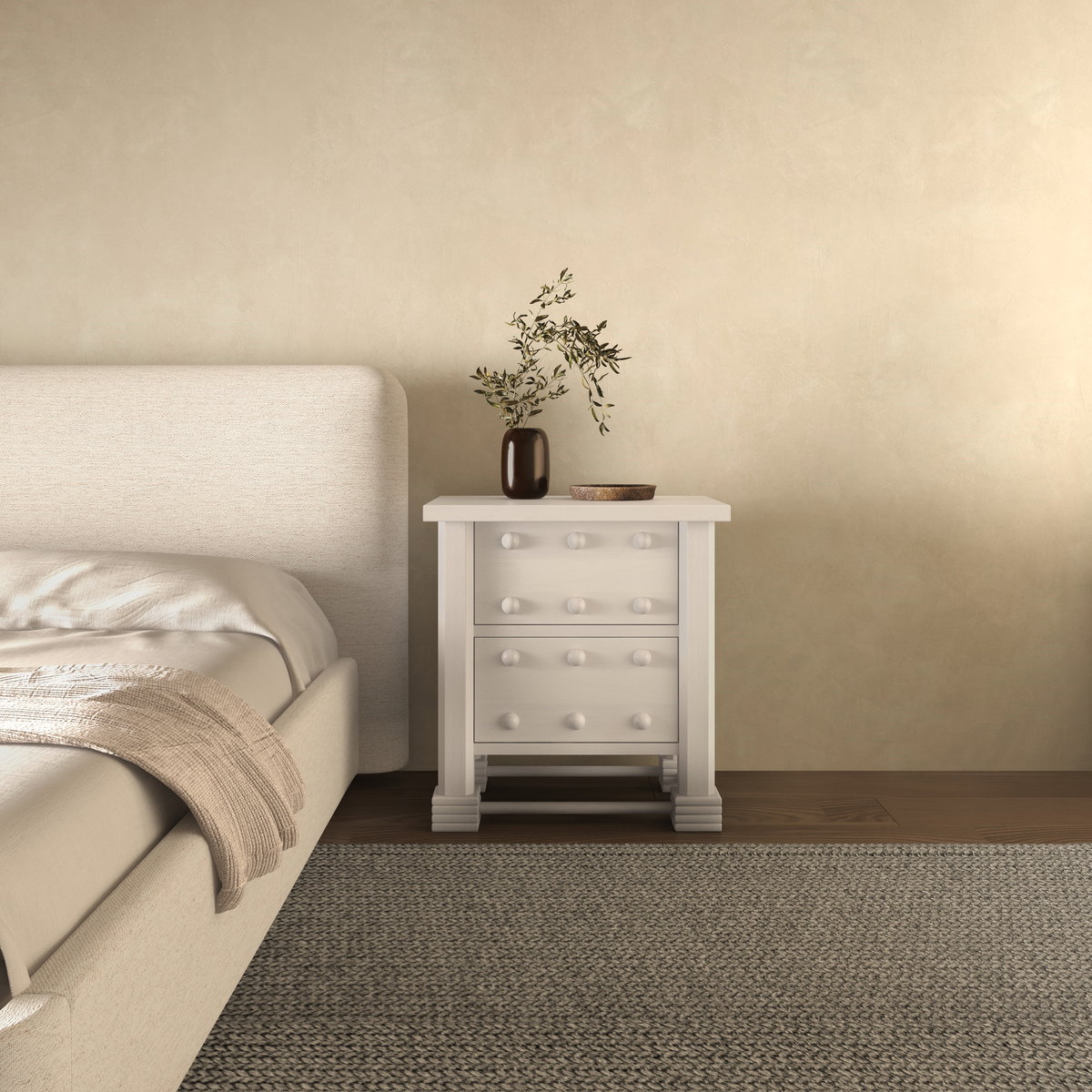 Clement Nightstand Whitewashed, by Moe's Home, 28" width x 30" height x 19" depth View 9