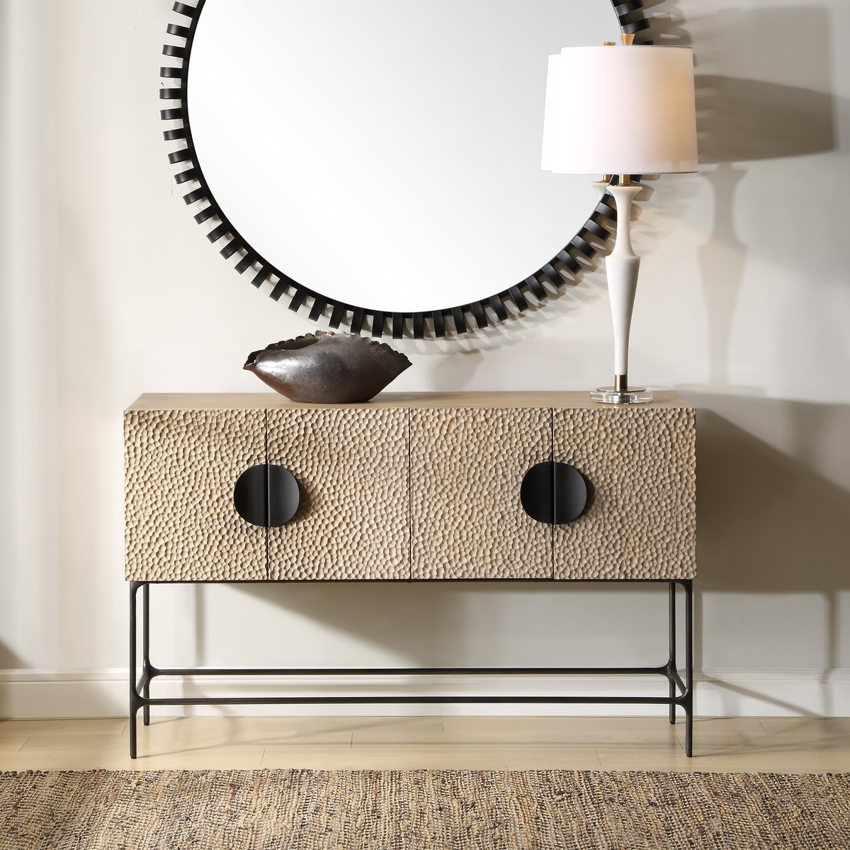 Lunar 4 Door Elm Wood Cabinet, Cabinets & Chest by Uttermost, 53.7" width x 33.4" height x 15" depth View 2