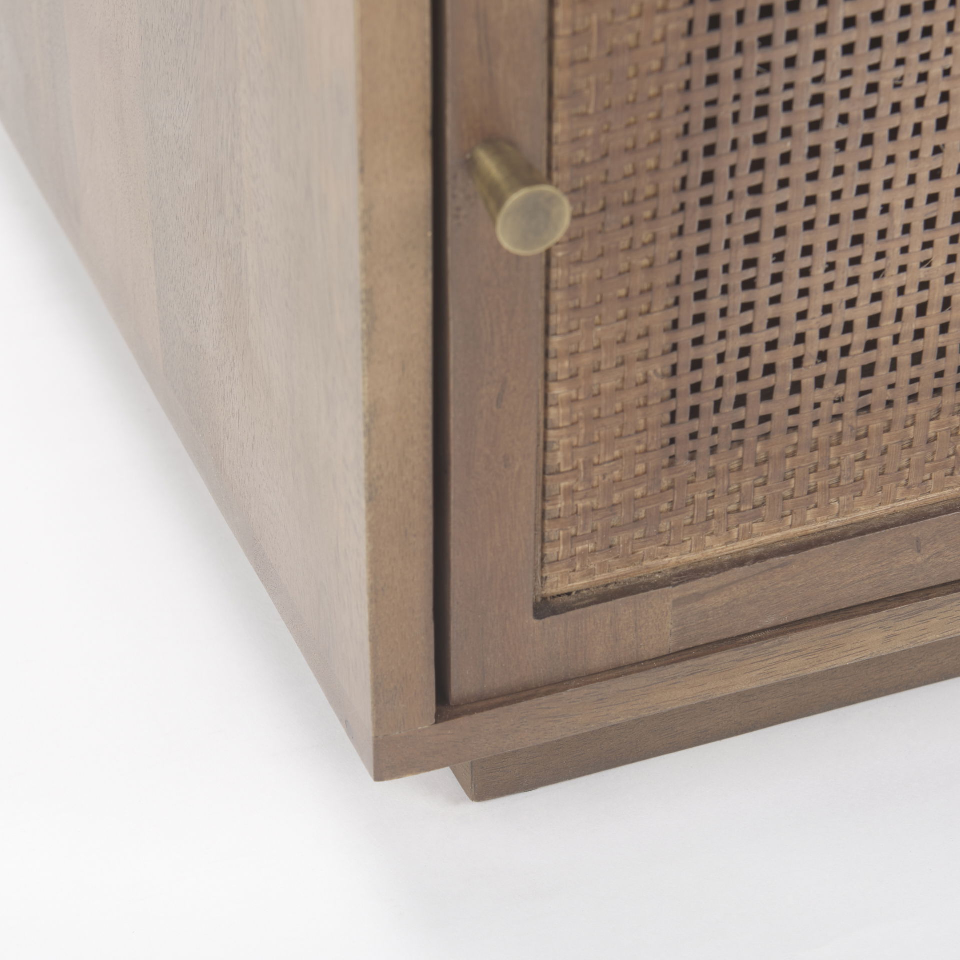 Grier Medium Brown Wood with Cane Accent Table large image 