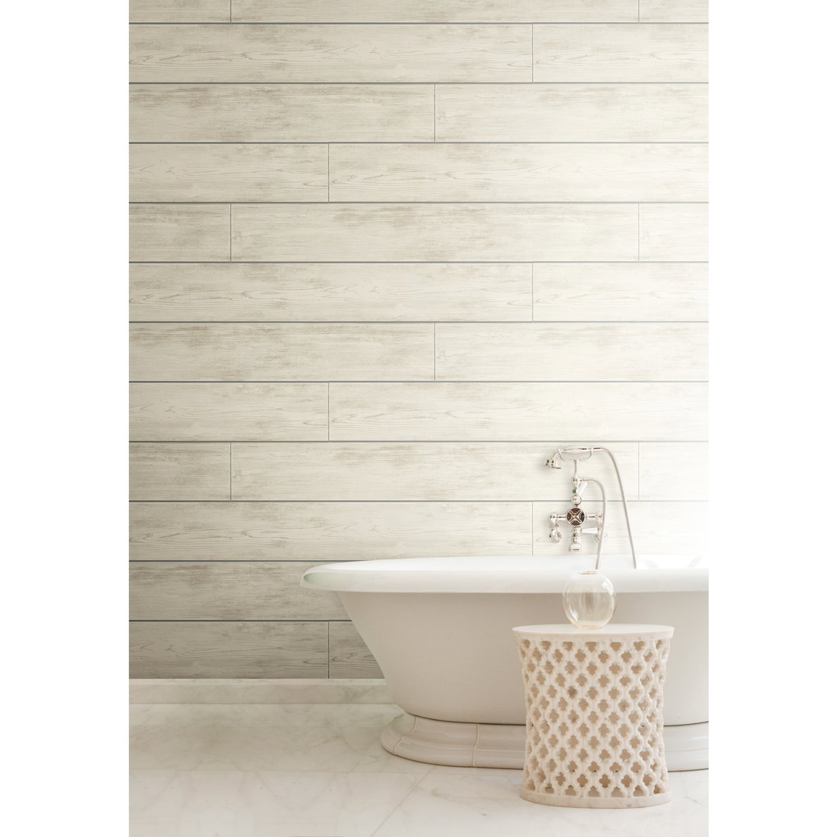 Shiplap Grey & Off White Wallpaper, by York Wall, 33' length x 1'8.5" width x 0.02" depth View 5