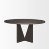 Tarro 60' Round Textured Espresso Wood with Geometrical Base Dining Table thumbnail 4