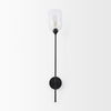 Clyde 6.0L x 8.0W x 37.0H Matte Black with Glass Round Wall Sconce, by Mercana, 6" length x 8" width x 35" height thumbnail 3