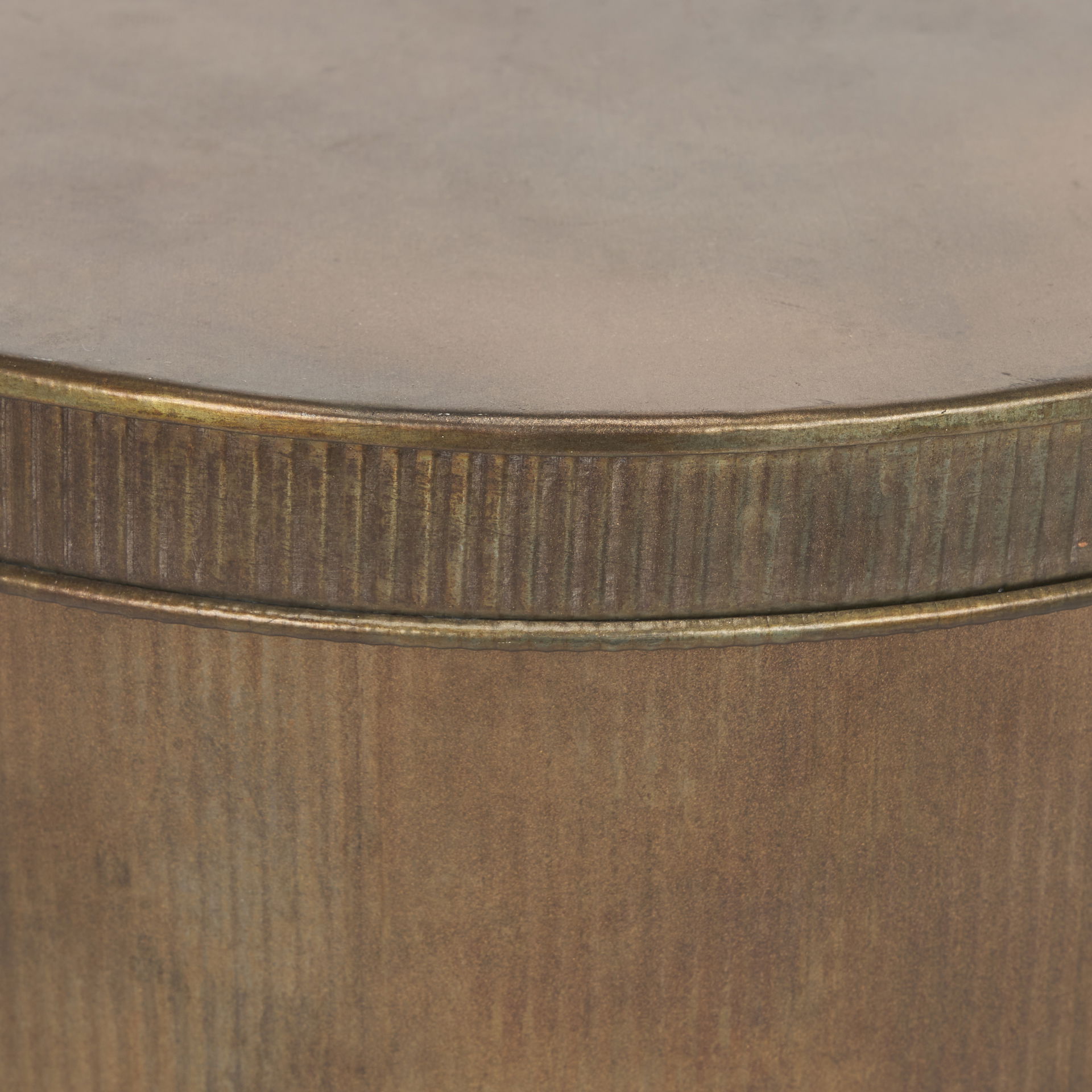 Josephine Round Antique Gold Metal Box (Set of 2), Boxe by Mercana, 14.17" length x 14.17" width x 5.91" height View 6