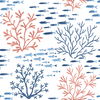 Marine Garden Coral & Navy Wallpaper thumbnail 0