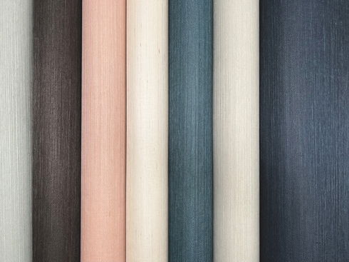 Plain Grass Sisal Grasscloth Blue Wallpaper