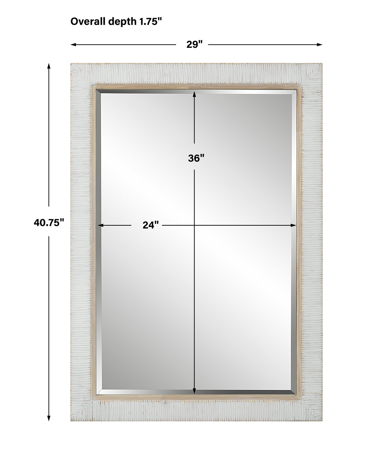 Cape Whitewashed Rattan Mirror, by Uttermost, 28.75" width x 40.87" height x 1.75" depth View 3
