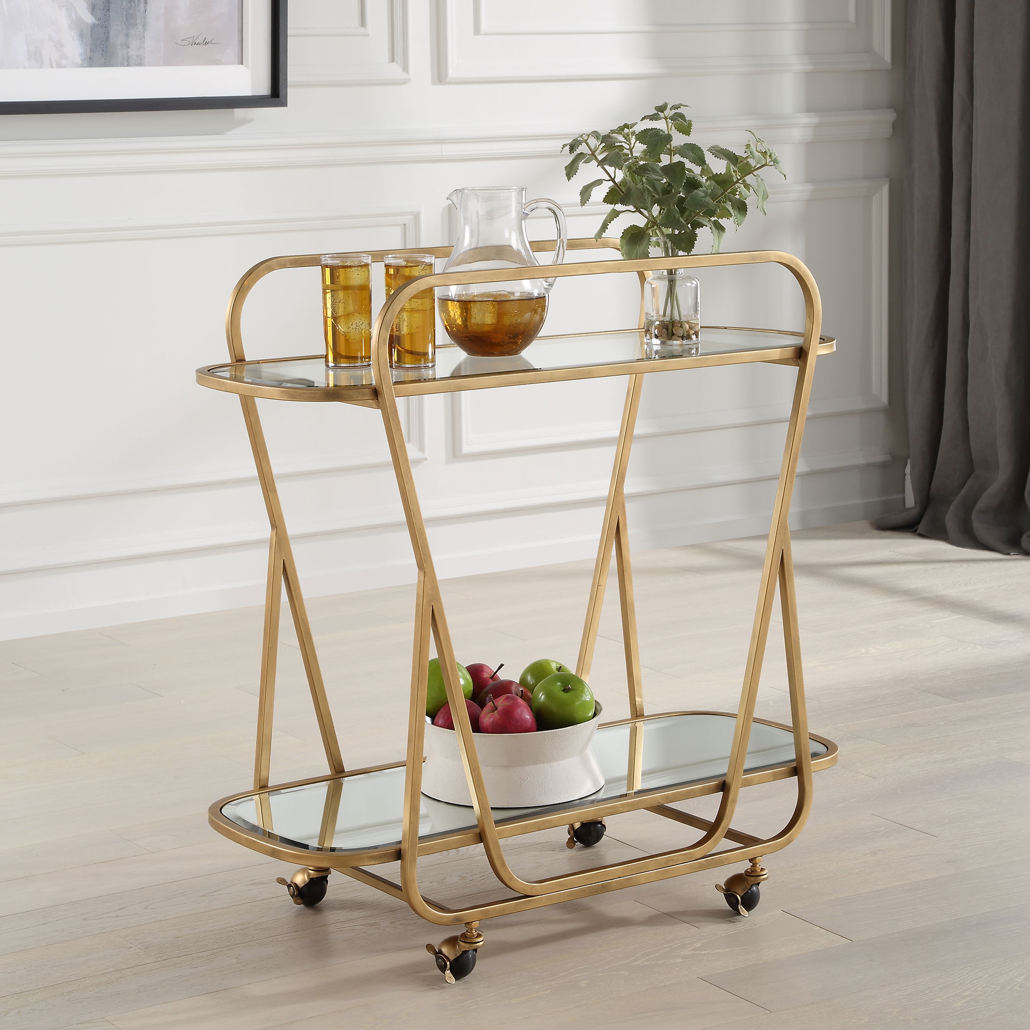 Swain Brass Serving Cart large image 