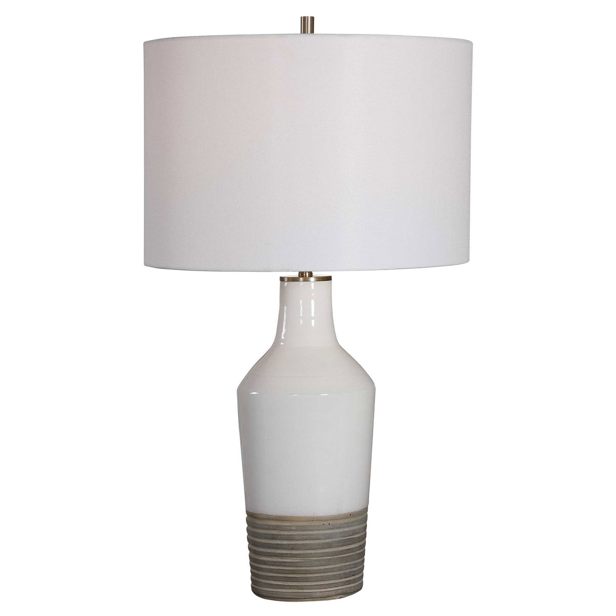 Dakota White Crackle Table Lamp, by Uttermost, 15" width x 26.5" height x 15" depth View 1