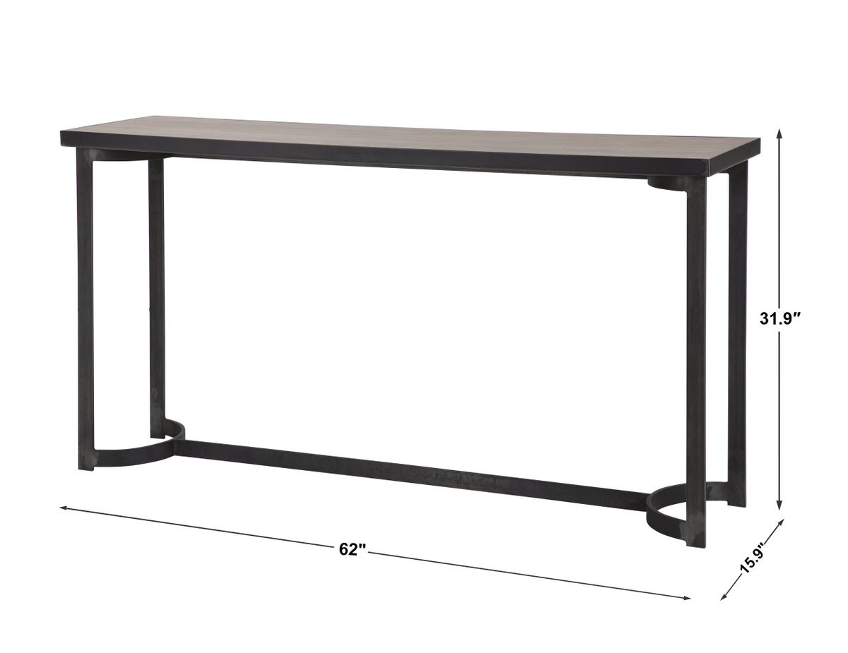 Basuto Steel Console Table, by Uttermost, 62" width x 31.9" height x 15.9" depth View 3