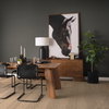 Berbick Open Back Dining Side Chair | Black Leather with Iron, Dining Chair by Mercana, 20.5" length x 24" width x 33" height thumbnail 2