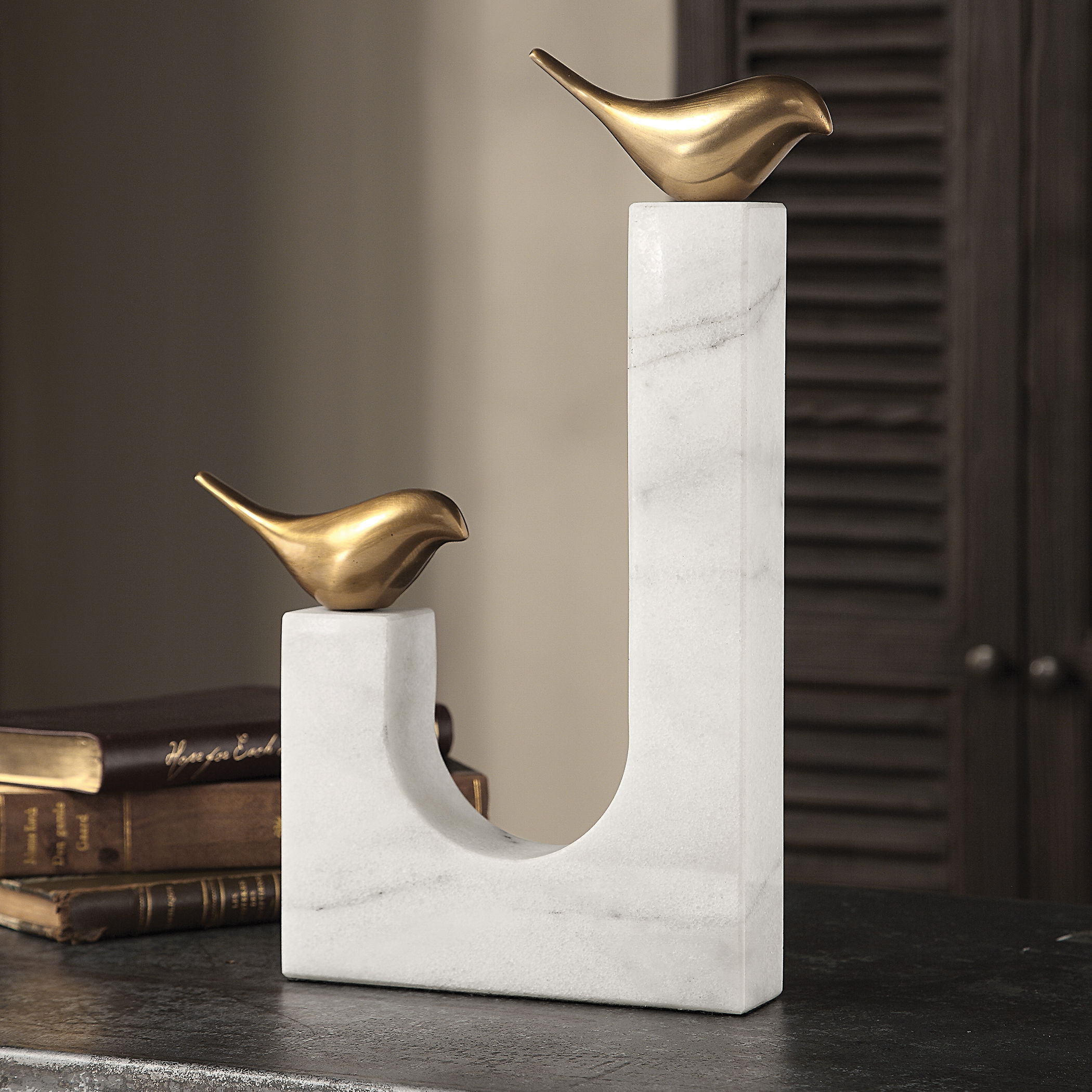 Songbirds Brass Sculpture, Decorative by Uttermost, 10.75" width x 13.25" height x 1.75" depth View 5
