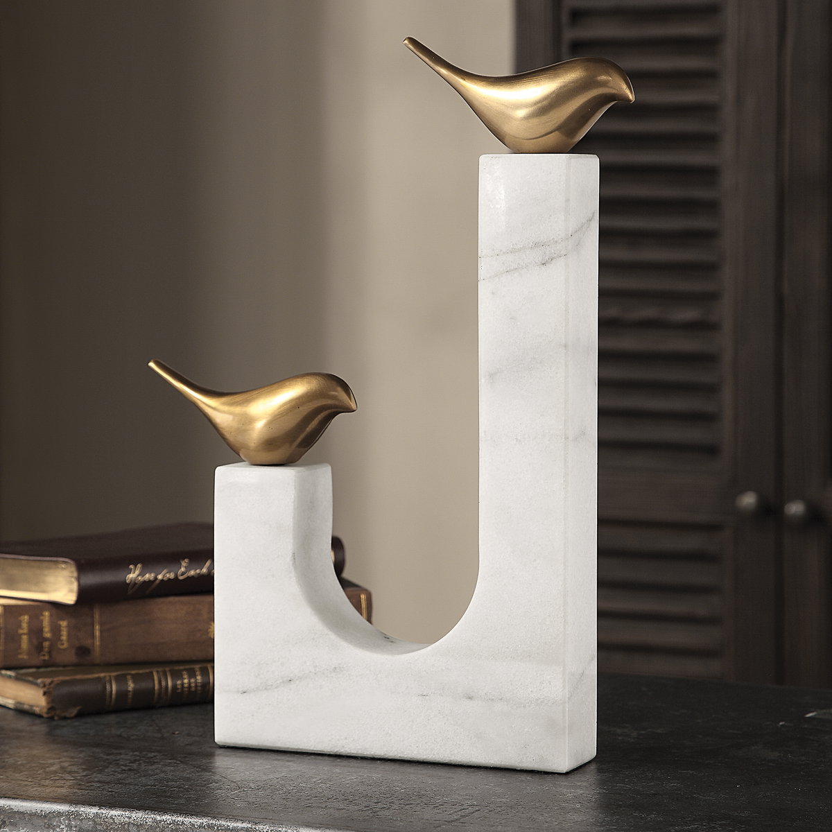 Songbirds Brass Sculpture, Figurines & Statue by Uttermost, 10.75" width x 13.25" height x 1.75" depth View 5