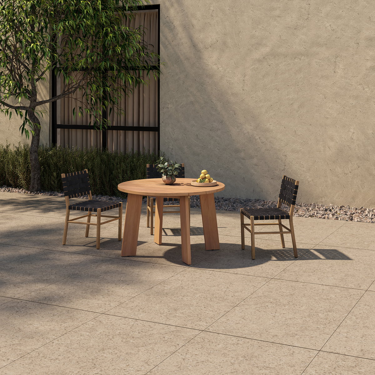 Delta Round Outdoor Dining Table Natural, Outdoor Table by Moe's Home, 3'11" width x 2'6" height x 3'11" depth View 8