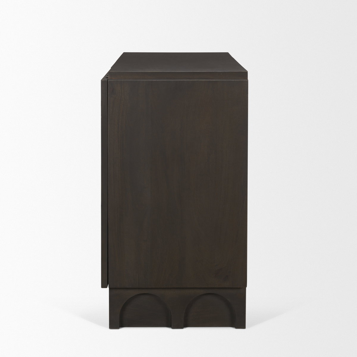 Wagner Dark Brown Wood with Arched Design Accent Cabinet, Cabinets & Chest by Mercana, 40" length x 18" width x 32" height View 6