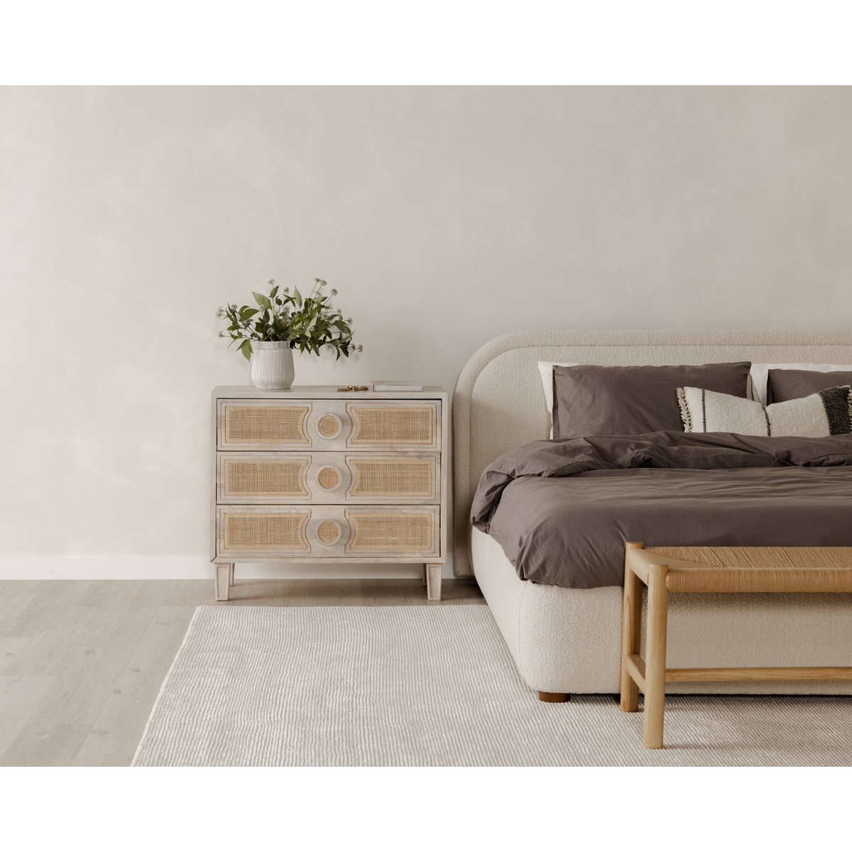 Colin King Bed Oatmeal, by Moe's Home, 85.5" width x 40" height x 86" depth View 10