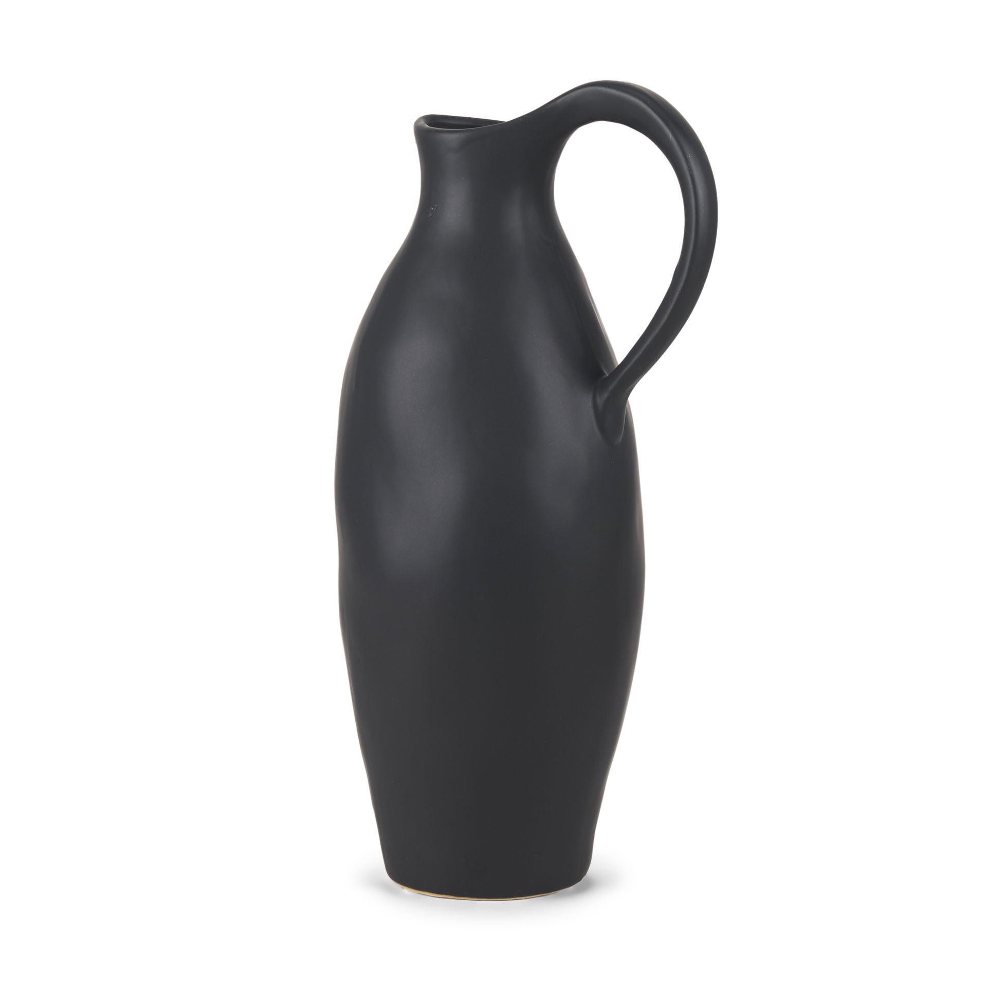 Valora Matte Black Ceramic Jug, Decorative Jar by Mercana, 7.09" length x 5.31" width x 14.76" height View 1