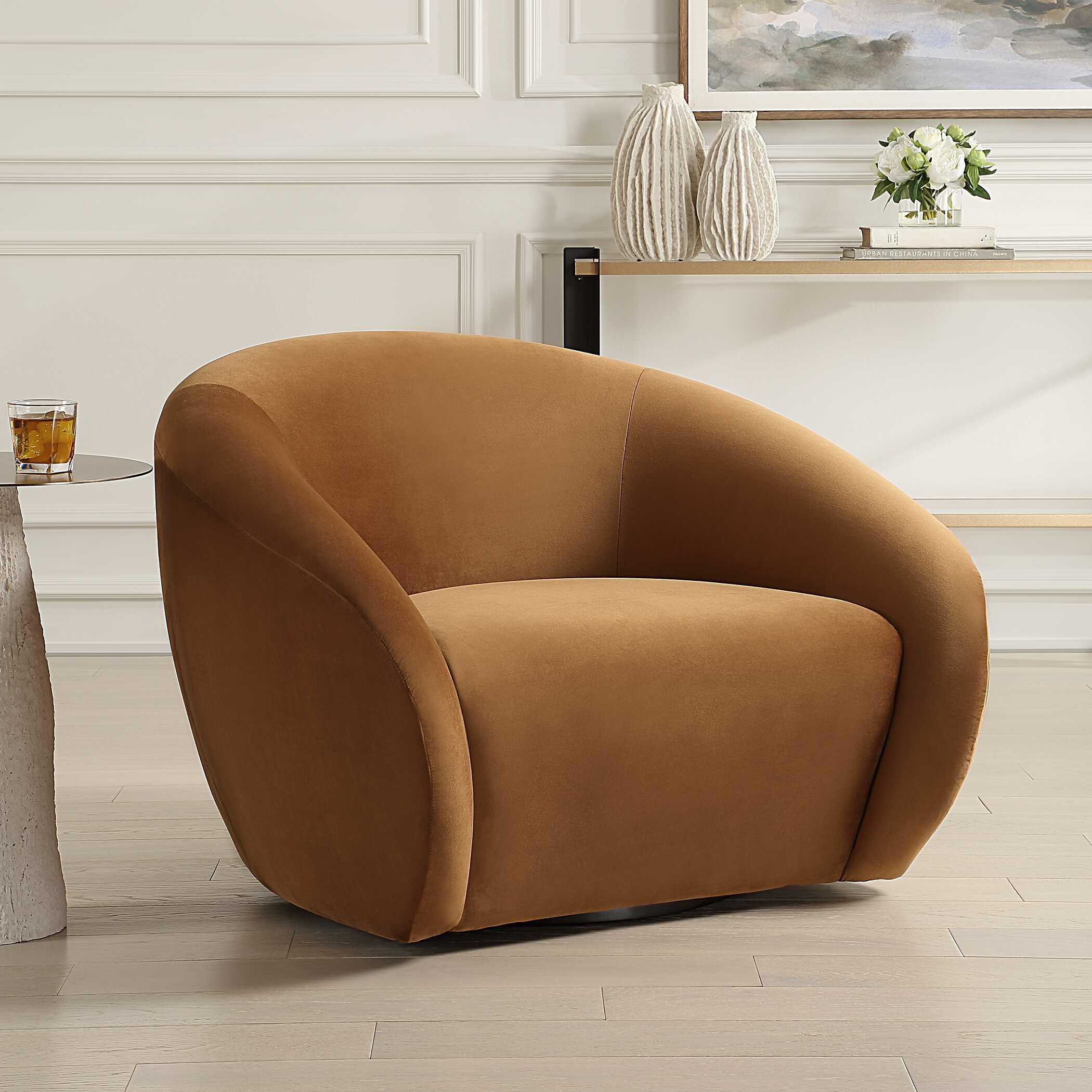 DeSoto Hazelnut Swivel Chair, Furniture by Uttermost, 39" width x 28" height x 38" depth View 4