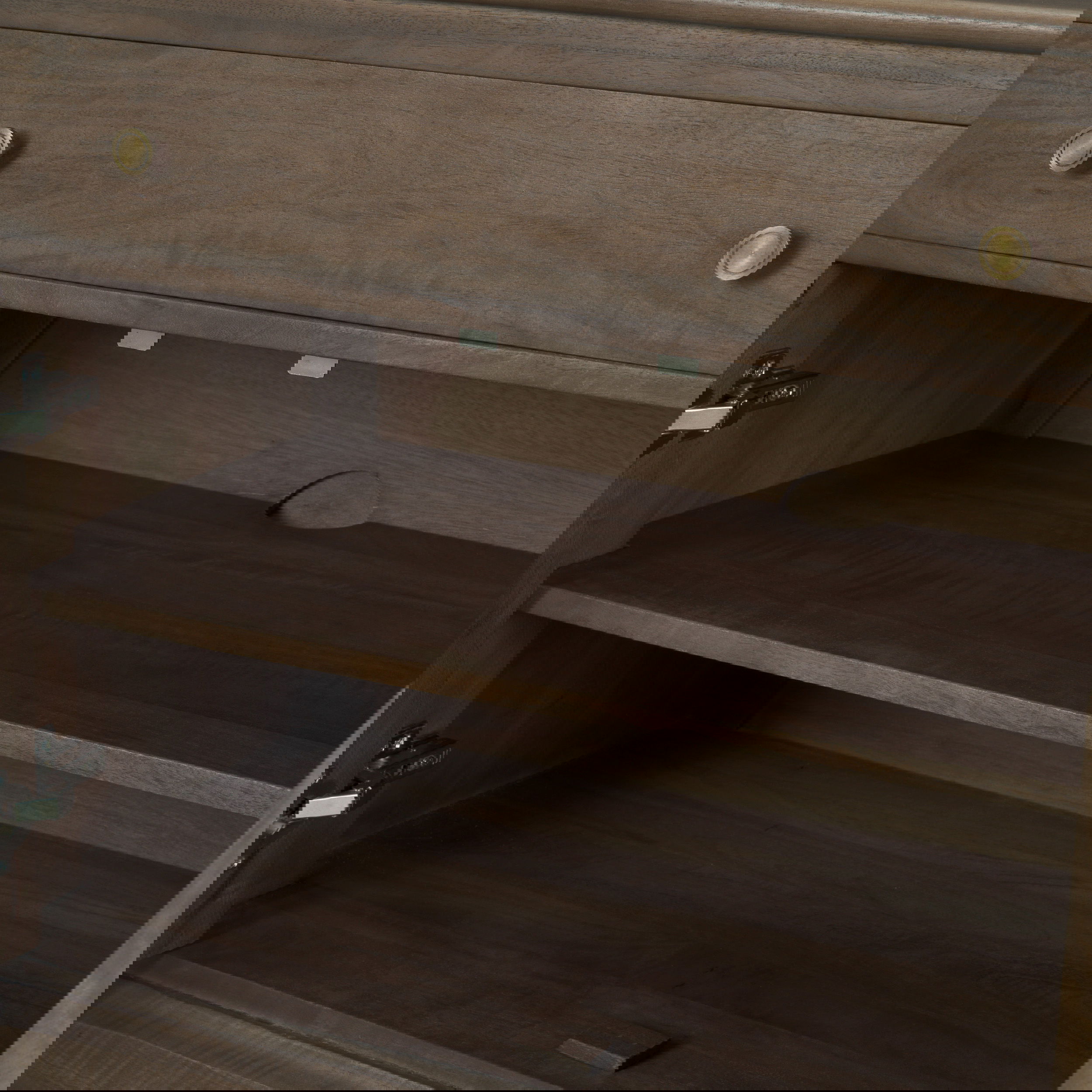 Baron Dark Brown Solid Wood with Antique Knobs 2-Door Accent Cabinet, Cabinets & Chest by Mercana, 34" length x 18.5" width x 27" height View 13