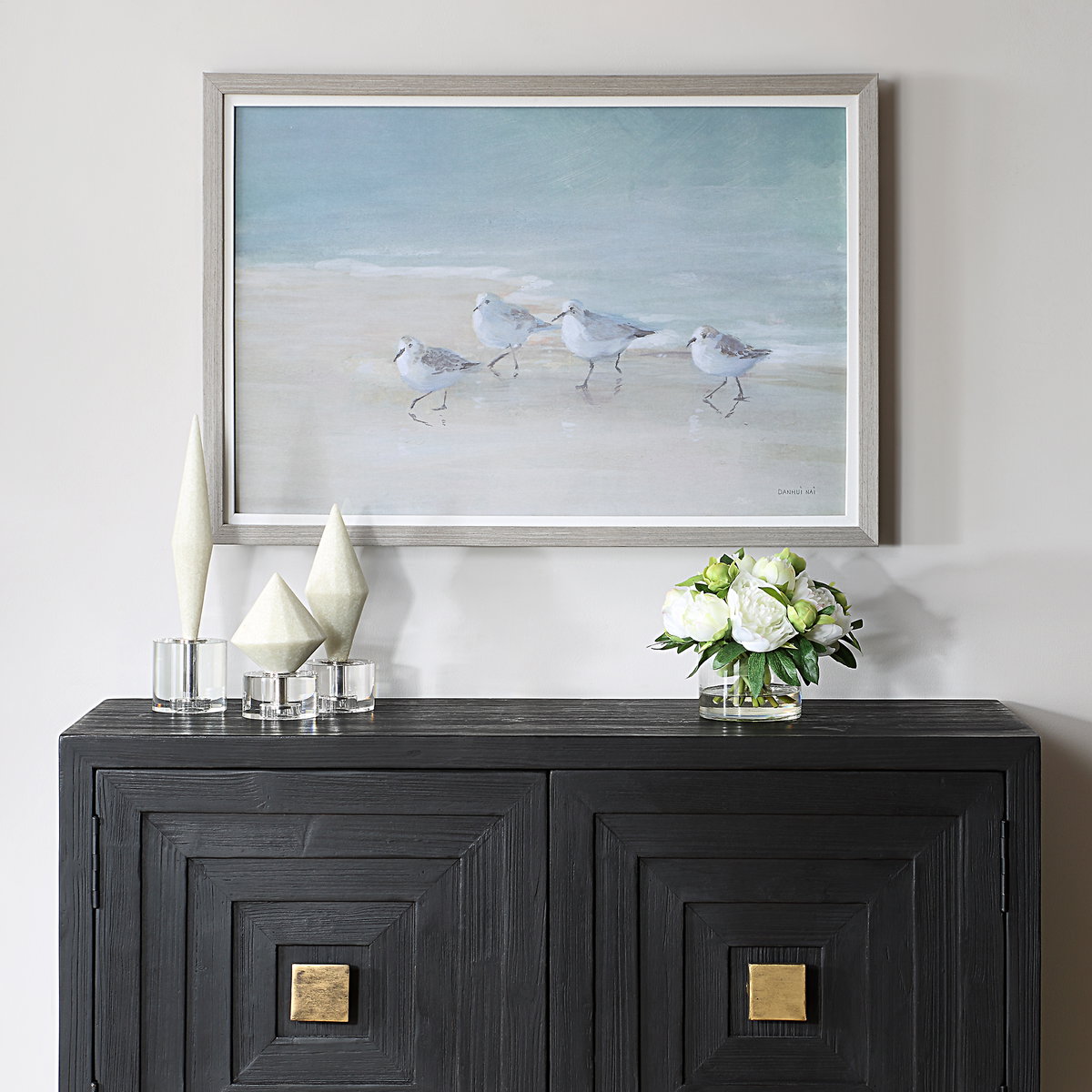 Tranquil Shorebirds On The Sand Framed Print, Painting by Uttermost, 32.5" width x 22.5" height x 1.75" depth View 2