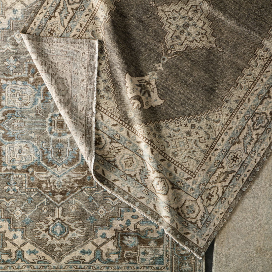 Jaipur Living Farwell Handknotted Medallion Blue Ivory Area Rug large image 