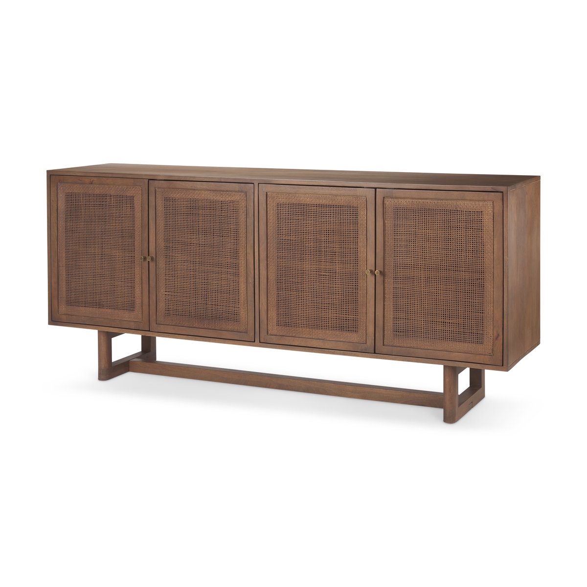 Grier Medium Brown Solid Wood with Cane Sideboard, Sideboards & Buffet by Mercana, 72" length x 18.75" width x 31.5" height View 1