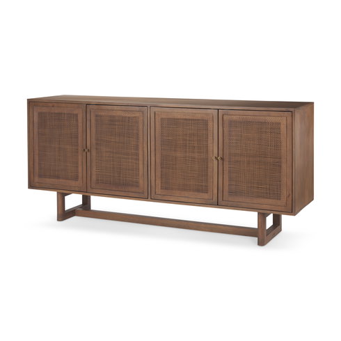 Grier Medium Brown Solid Wood with Cane Sideboard