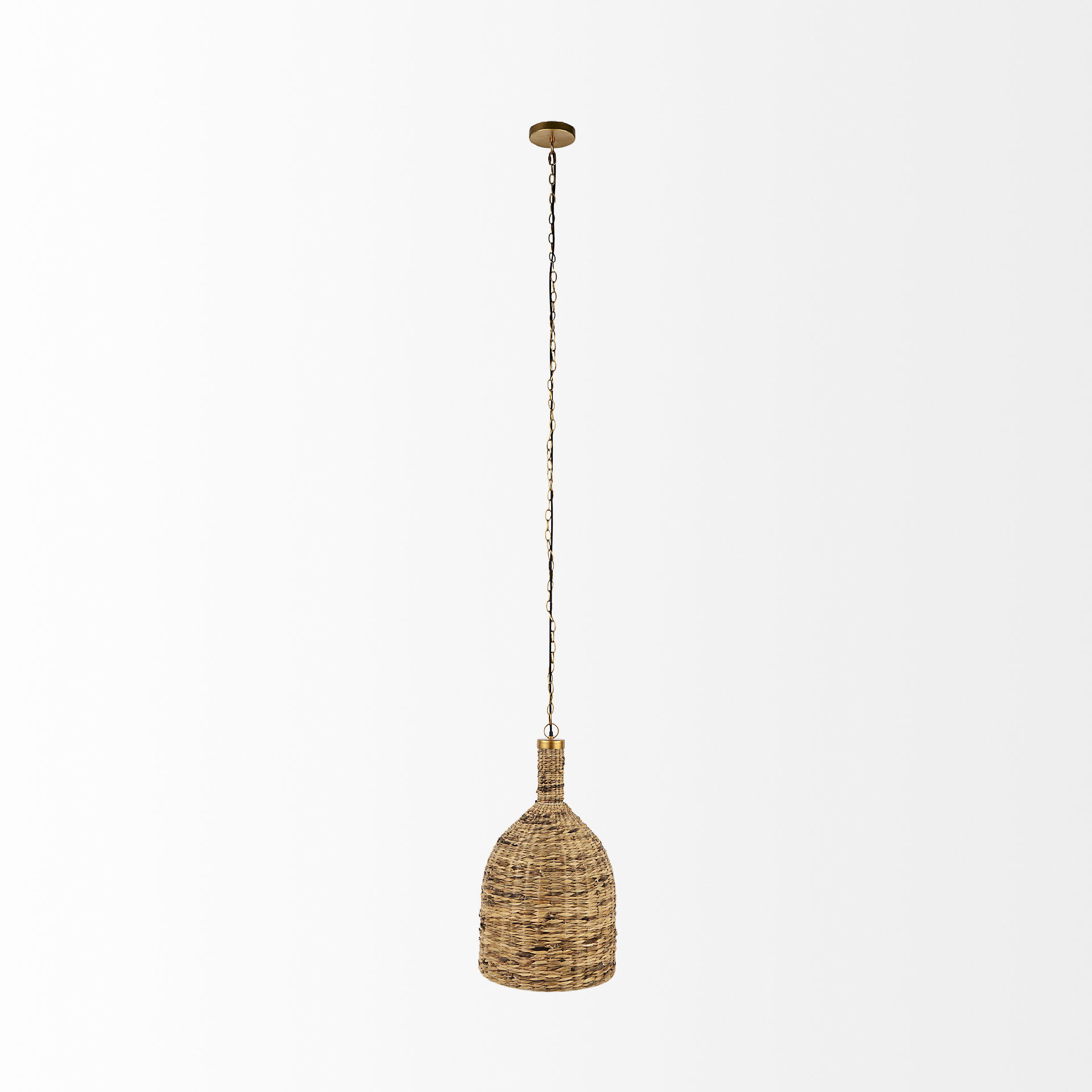 Campanile  Brown Whicker Pendant Light, by Mercana, 16" length x 16" width x 27" height View 3