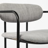 Parker Curved Back Dining Arm Chair | Gray Fabric with Black Metal, Dining Chair by Mercana, 21.65" length x 21.26" width x 28.74" height thumbnail 12