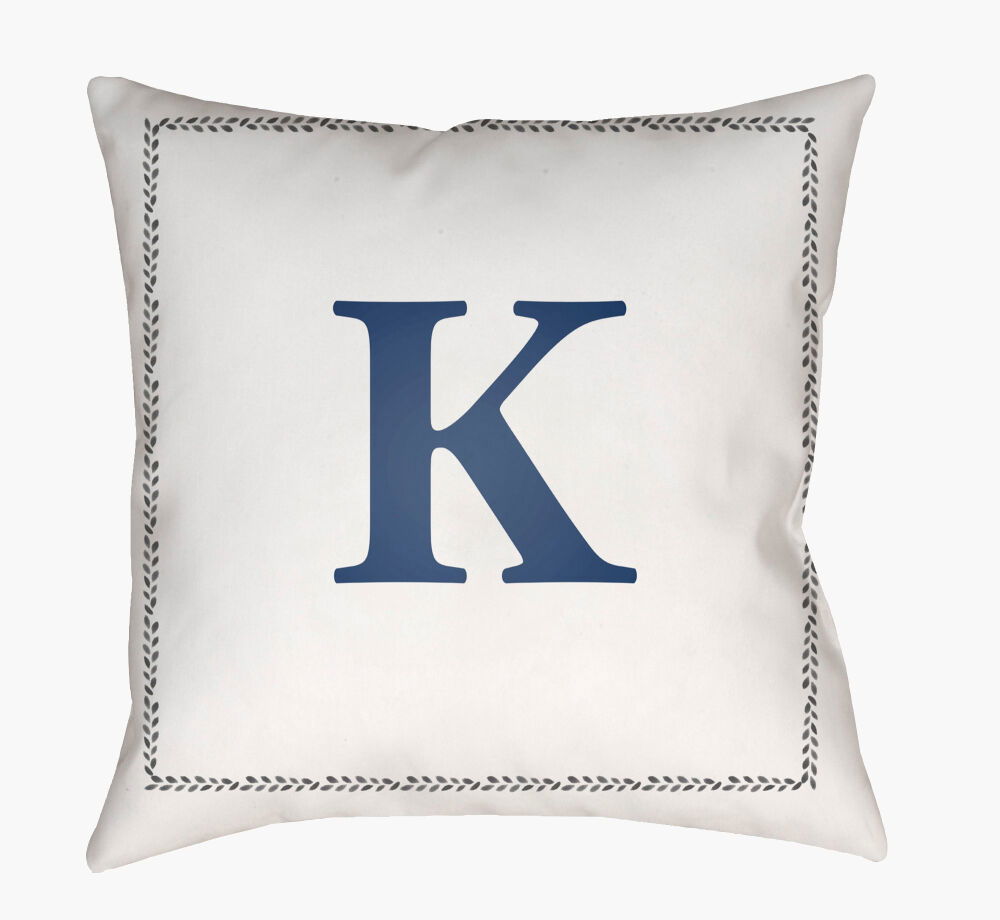 Initials Accent Pillow, Decorative Pillow by Surya, 18" length x 18" width