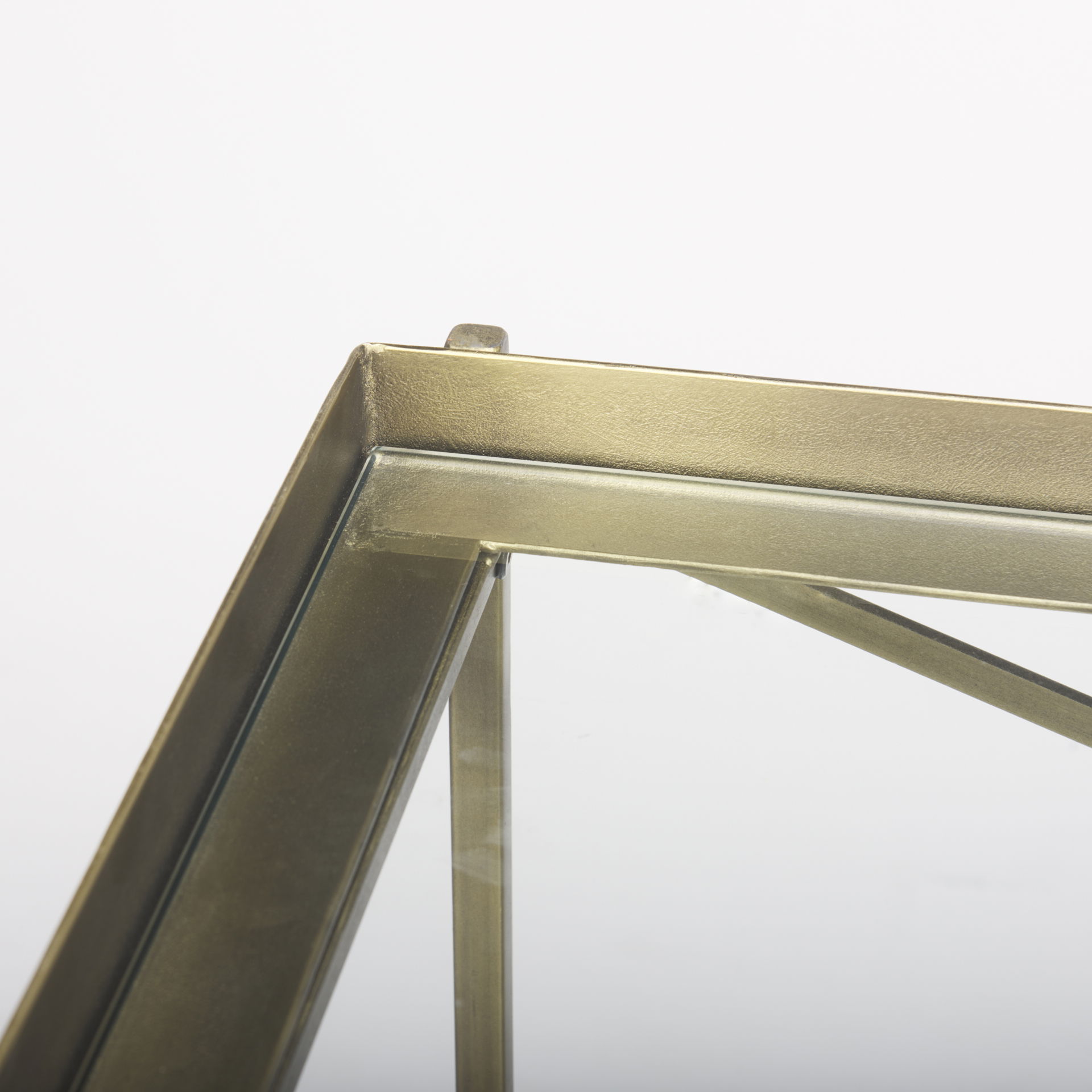 Trey  Gold Metal with Glass Console Table, by Mercana, 72" length x 16" width x 30" height View 8