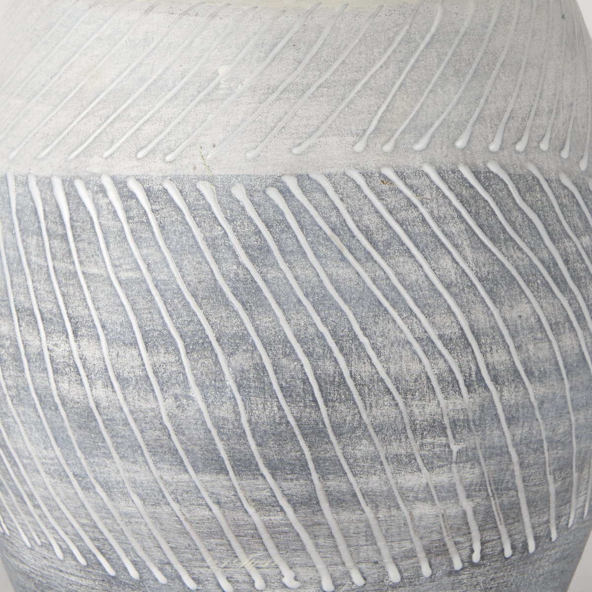 Blume 10H Off-White with Gray Textured Vase, by Mercana, 8.27" length x 8.27" width x 10.24" height View 9