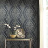 Charleston Damask Navy Wallpaper, by York Wall, 27' length x 2'3" width x 0.02" depth thumbnail 3