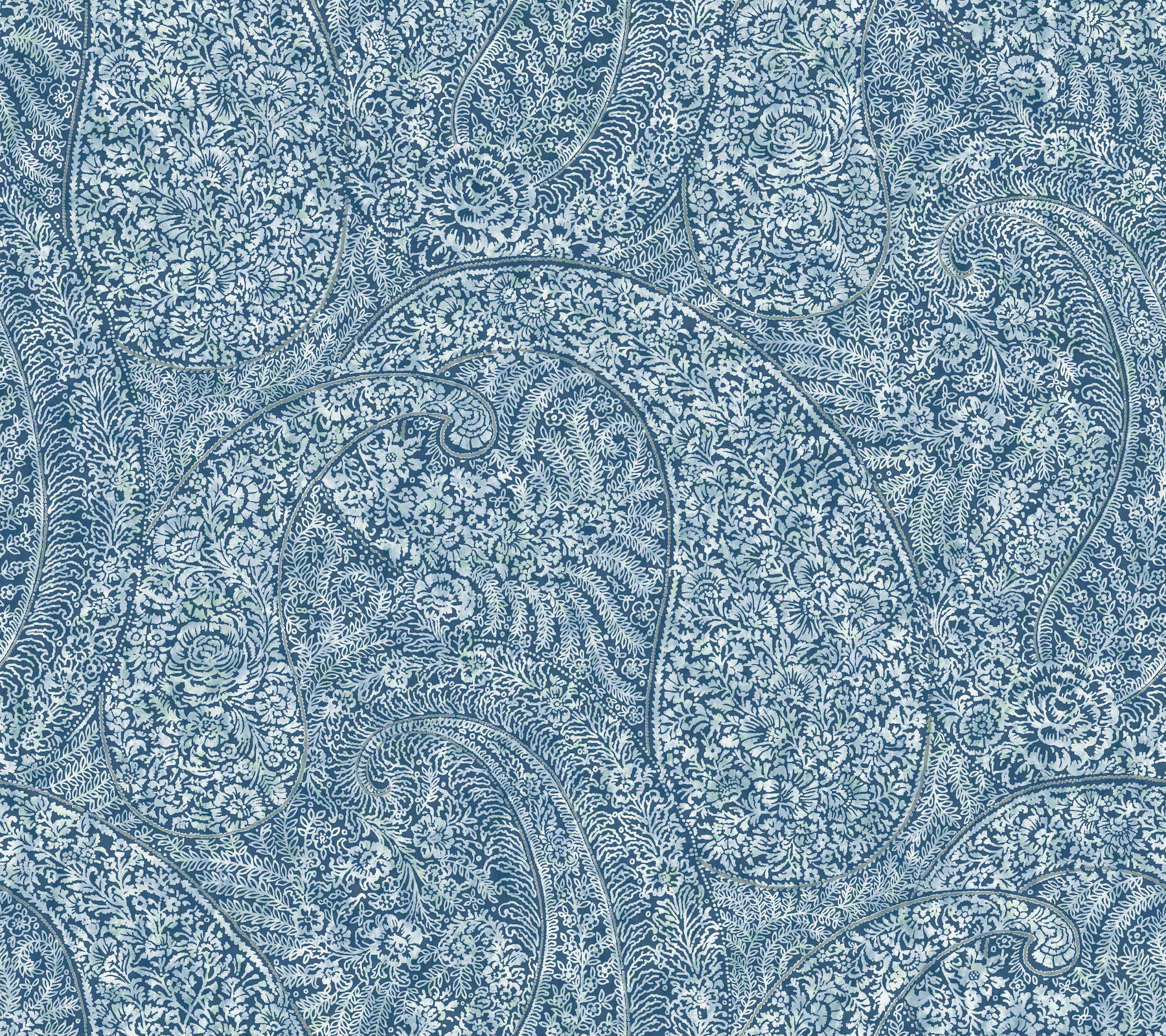 Kashmir Dreams Paisley Blue Wallpaper large image 