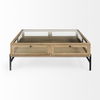 Arelius 42' Square Glass-Top Light Brown with Black Metal Base Display Coffee Table thumbnail 8