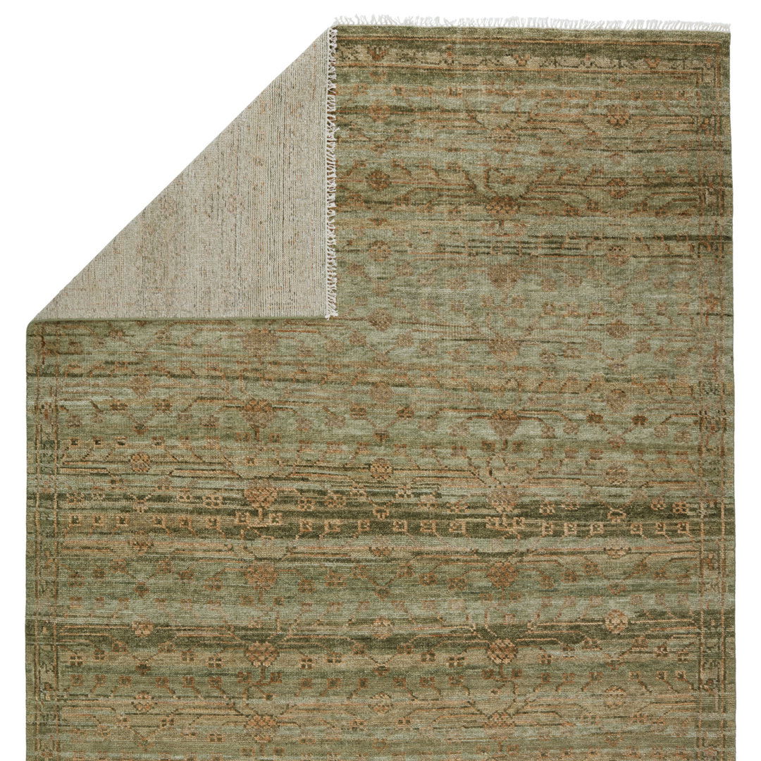 Jaipur Living Augusta JIN04 Handknotted Floral Green and Burnished Gold Area Rug (8'x10') large image 